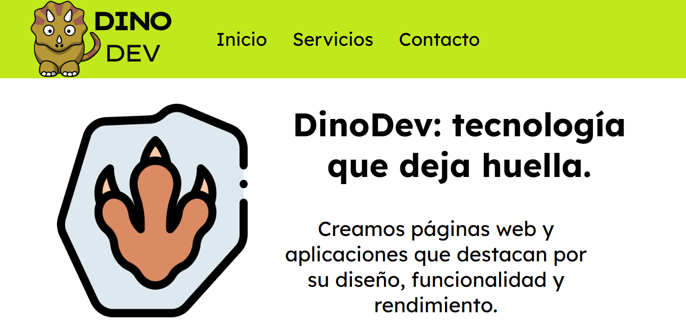 pagina de presentación de Dinodev